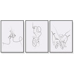 Wall Art 70cmx100cm Couples 3 Sets Black Frame Canvas - Home & Garden > Wall Art
