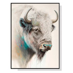 Wall Art 70cmx100cm Great White Buffalo Black Frame Canvas - Home & Garden > Wall Art