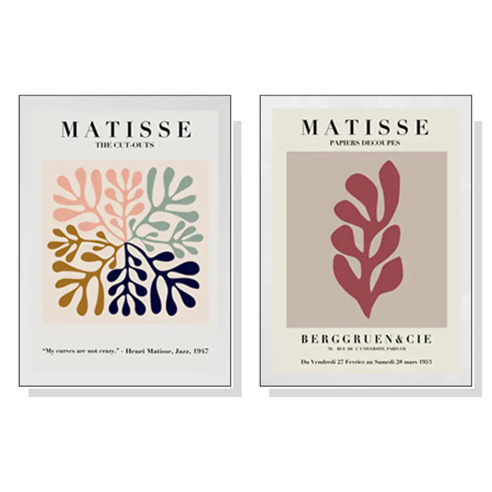 Wall Art 70cmx100cm Matisse 2 Sets White Frame Canvas - Home & Garden > Wall Art