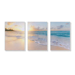 Wall Art 70cmx100cm Ocean and beach 3 Sets White Frame Canvas - Home & Garden > Wall Art