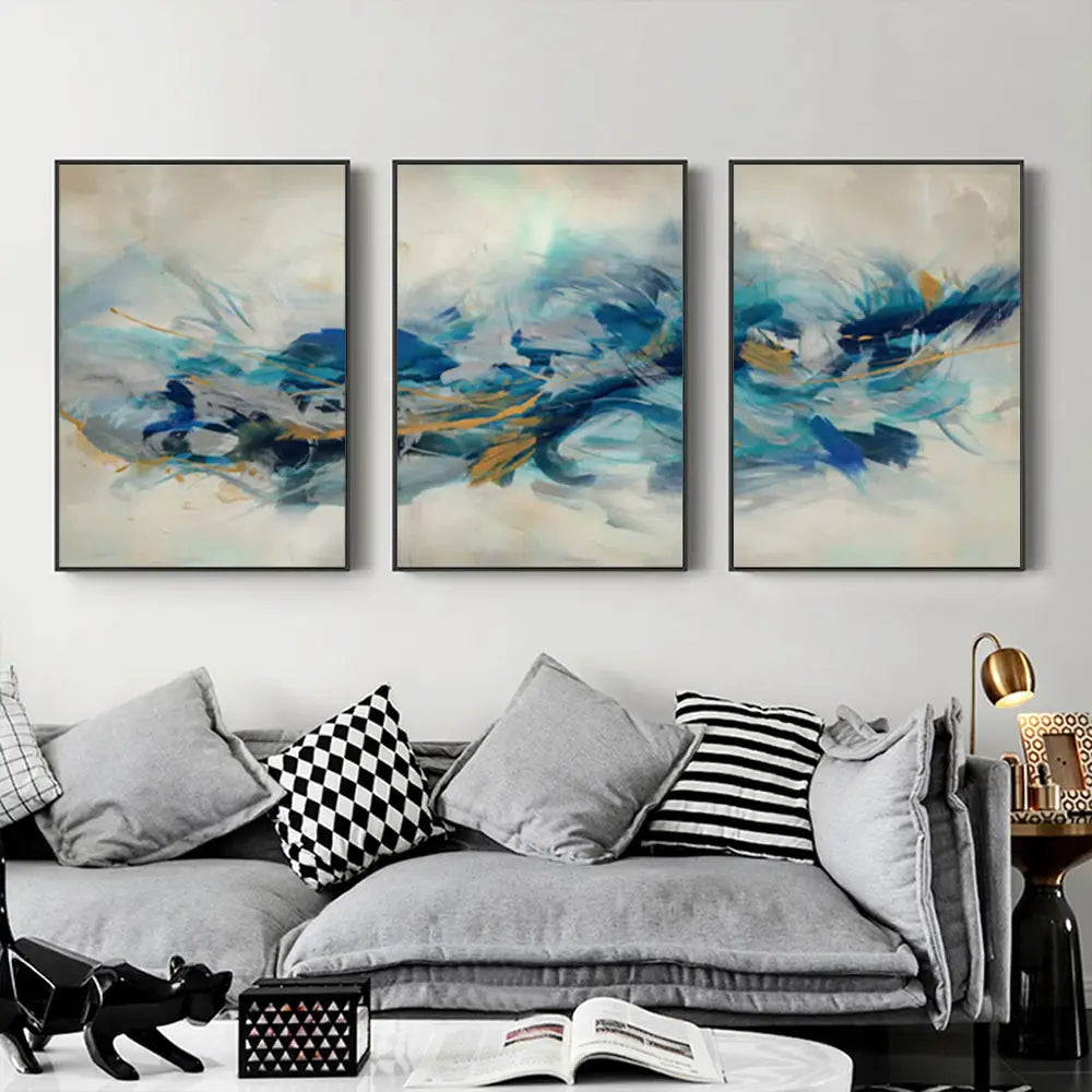 Wall Art 70cmx100cm The Universal 3 Sets Black Frame Canvas - Home & Garden > Wall Art