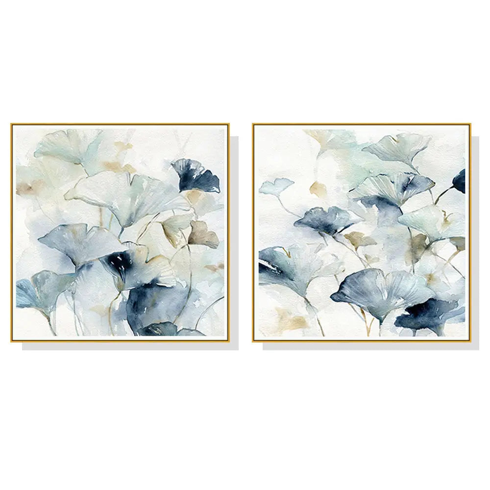 Wall Art 70cmx70cm Gingko Leaves By Carol Robinson 2 Sets Gold Frame Canvas - Home & Garden > Wall Art