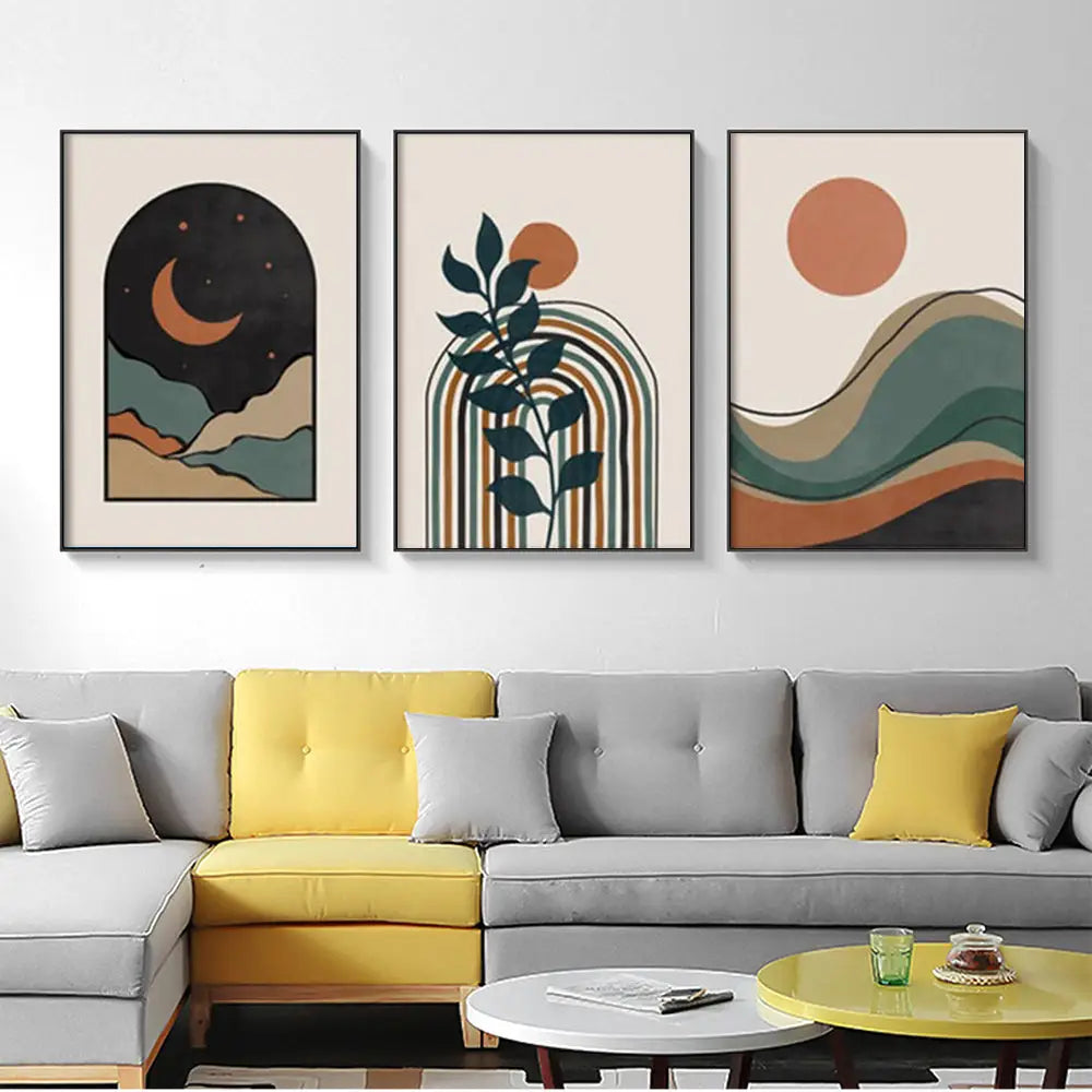 Wall Art 80cmx120cm Abstract Dark Green 3 Sets Black Frame Canvas - Home & Garden > Wall Art