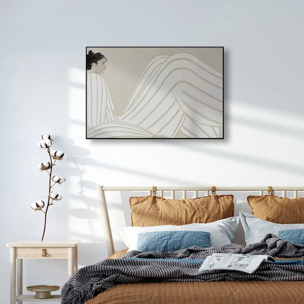 Wall Art 80cmx120cm Abstract Lady Black Frame Canvas - Home & Garden > Wall Art