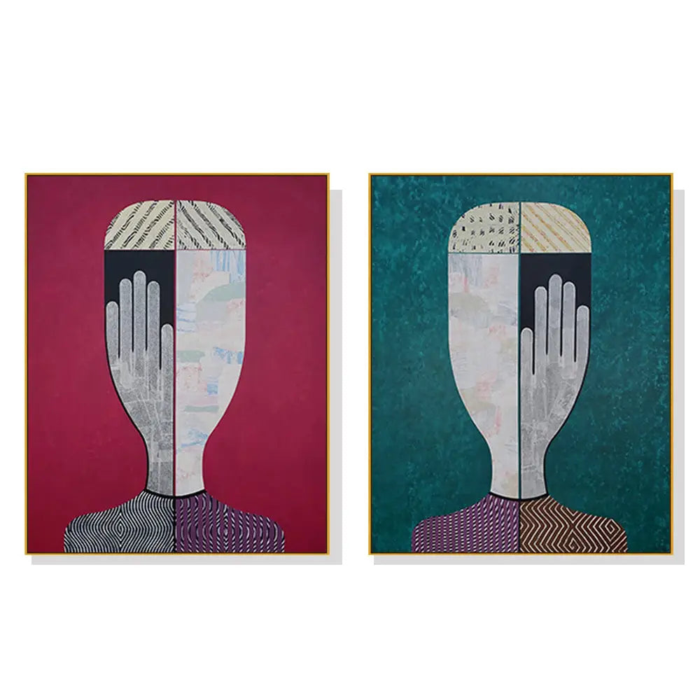 Wall Art 80cmx120cm Abstract Man And Woman 2 Sets Gold Frame Canvas - Home & Garden > Wall Art