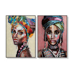 Wall Art 80cmx120cm African women 2 Sets Black Frame Canvas - Home & Garden > Wall Art