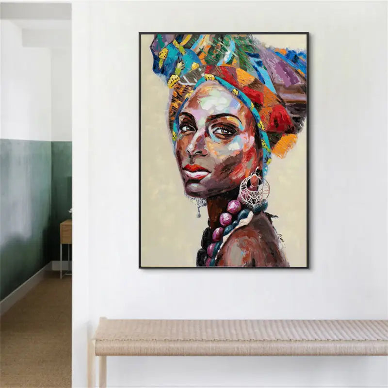 Wall Art 80cmx120cm African women 2 Sets Black Frame Canvas - Home & Garden > Wall Art