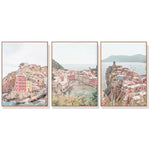 Wall Art 80cmx120cm Italy Cinque Terre 3 Sets Wood Frame Canvas - Home & Garden > Wall Art