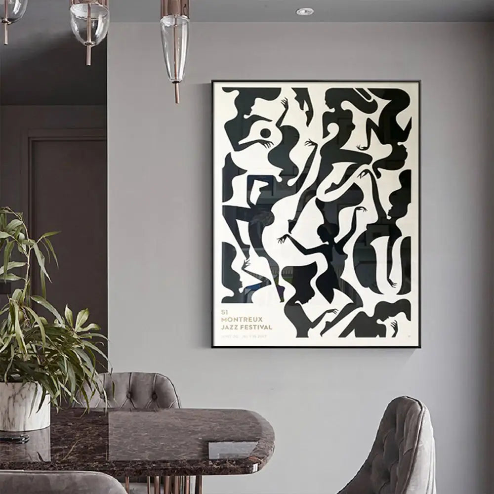 Wall Art 80cmx120cm Jazz Festival Black Frame Canvas - Home & Garden > Wall Art