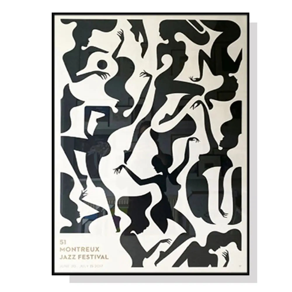 Wall Art 80cmx120cm Jazz Festival Black Frame Canvas - Home & Garden > Wall Art
