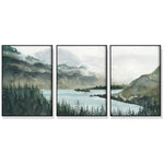 Wall Art 80cmx120cm Landscape 3 Sets Black Frame Canvas - Home & Garden > Wall Art
