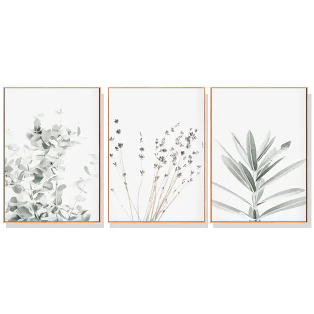 Wall Art 80cmx120cm Lavender Eucalyptus 3 Sets Wood Frame Canvas - Home & Garden > Wall Art