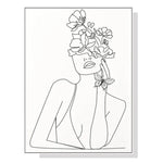 Wall Art 80cmx120cm Line Art Girl White Frame Canvas - Home & Garden > Wall Art