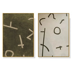Wall Art 80cmx120cm Neutral Composition 2 Sets Gold Frame Canvas - Home & Garden > Wall Art