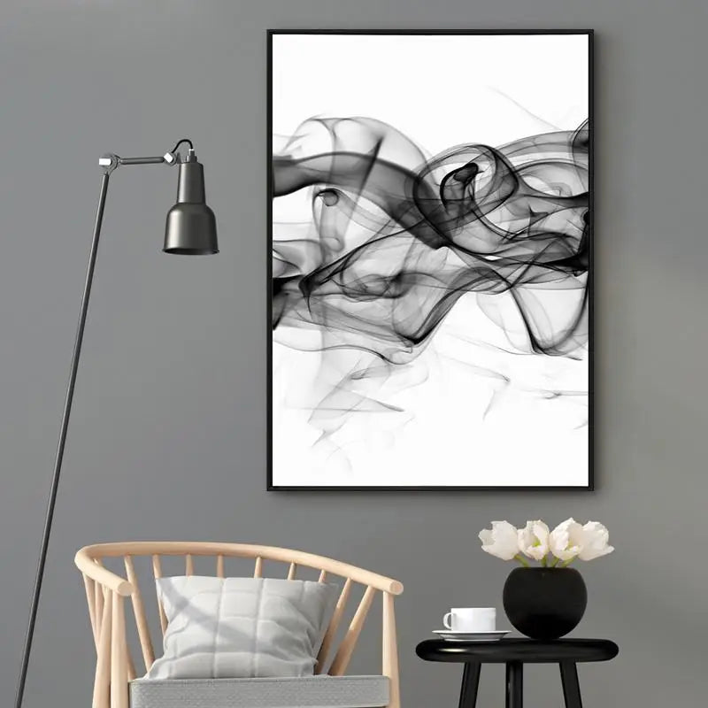 Wall Art 80cmx120cm Stylish Abstract Black 2 Sets Black Frame Canvas - Home & Garden > Wall Art