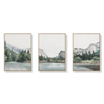 Wall Art 80cmx120cm Yosemite Valley National Park 3 Sets Wood Frame Canvas - Home & Garden > Wall Art