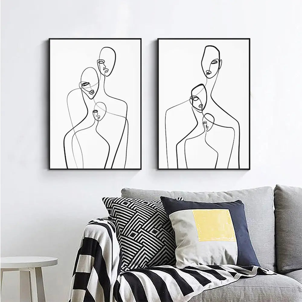 Wall Art 90cmx135cm Abstract Figures 2 Sets Black Frame Canvas - Home & Garden > Wall Art