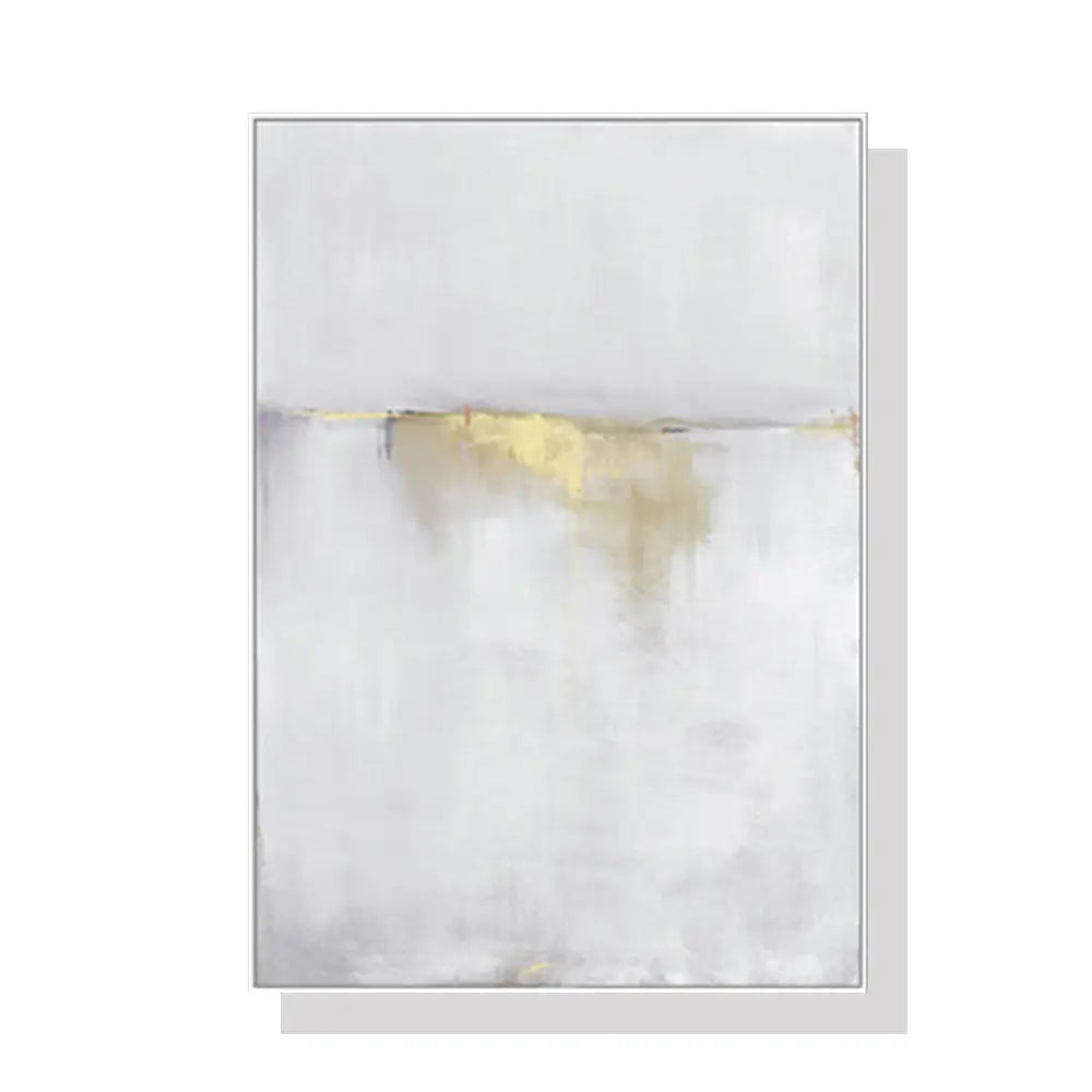Wall Art 90cmx135cm Abstract gold white single II White Frame Canvas - Home & Garden > Wall Art