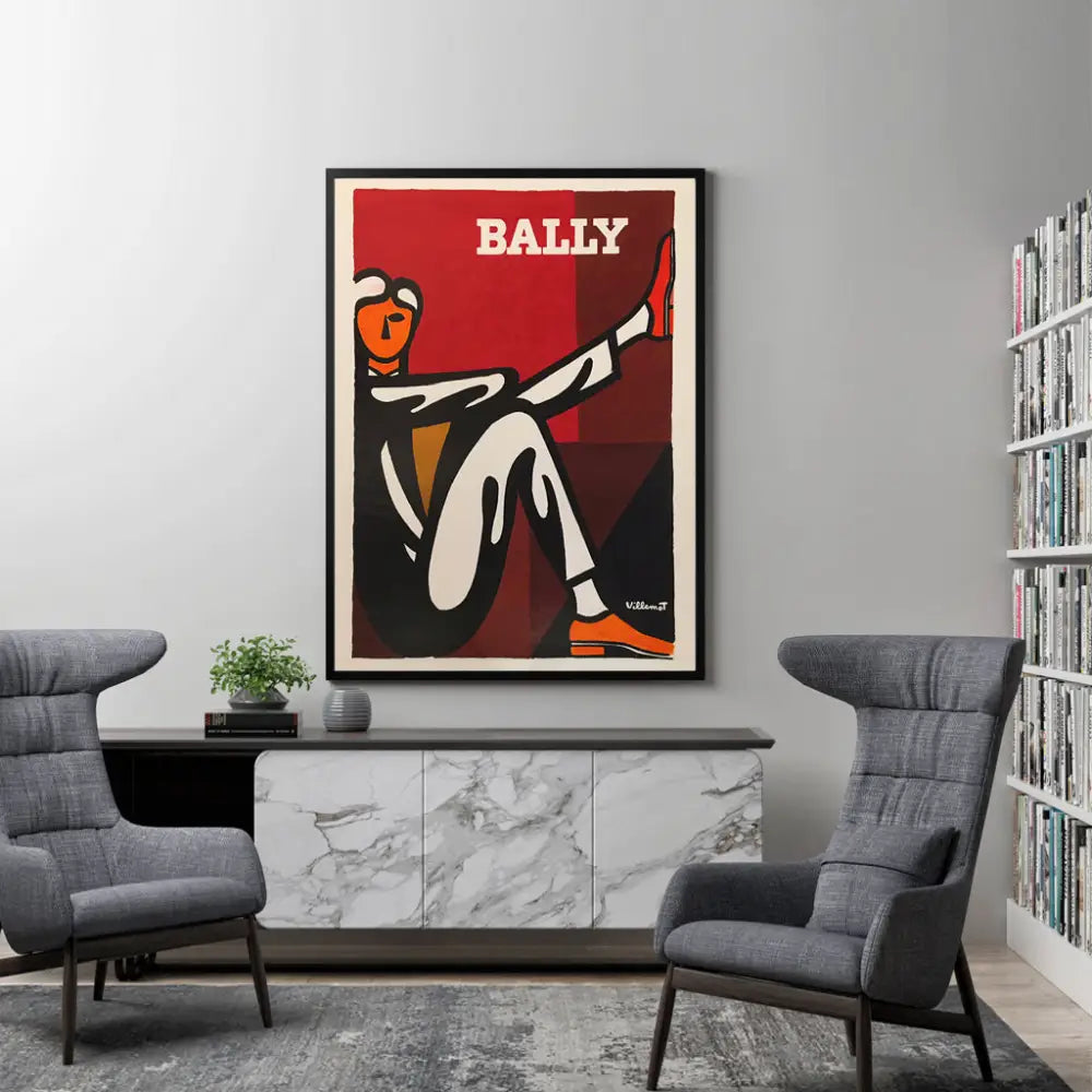 Wall Art 90cmx135cm Bally Man by Villemot Black Frame Canvas - Home & Garden > Wall Art