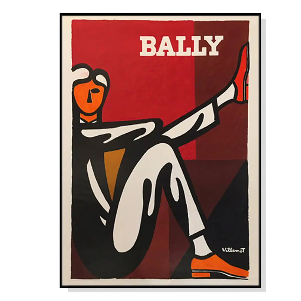 Wall Art 90cmx135cm Bally Man by Villemot Black Frame Canvas - Home & Garden > Wall Art