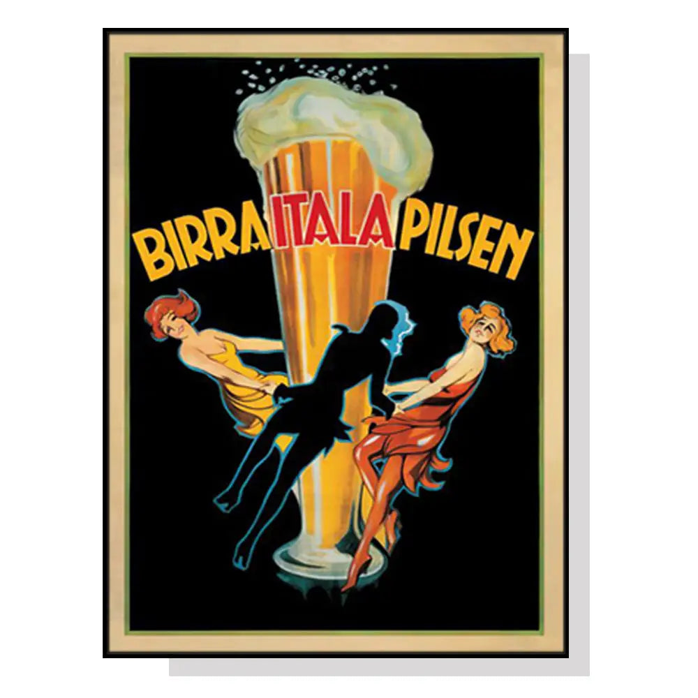 Wall Art 90cmx135cm Birra Itala Pilsen Black Frame Canvas - Home & Garden > Wall Art