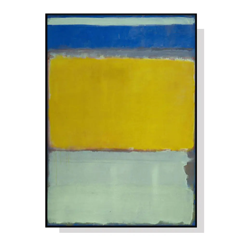 Wall Art 90cmx135cm Blue Yellow Green By Mark Rothko Black Frame Canvas - Home & Garden > Wall Art