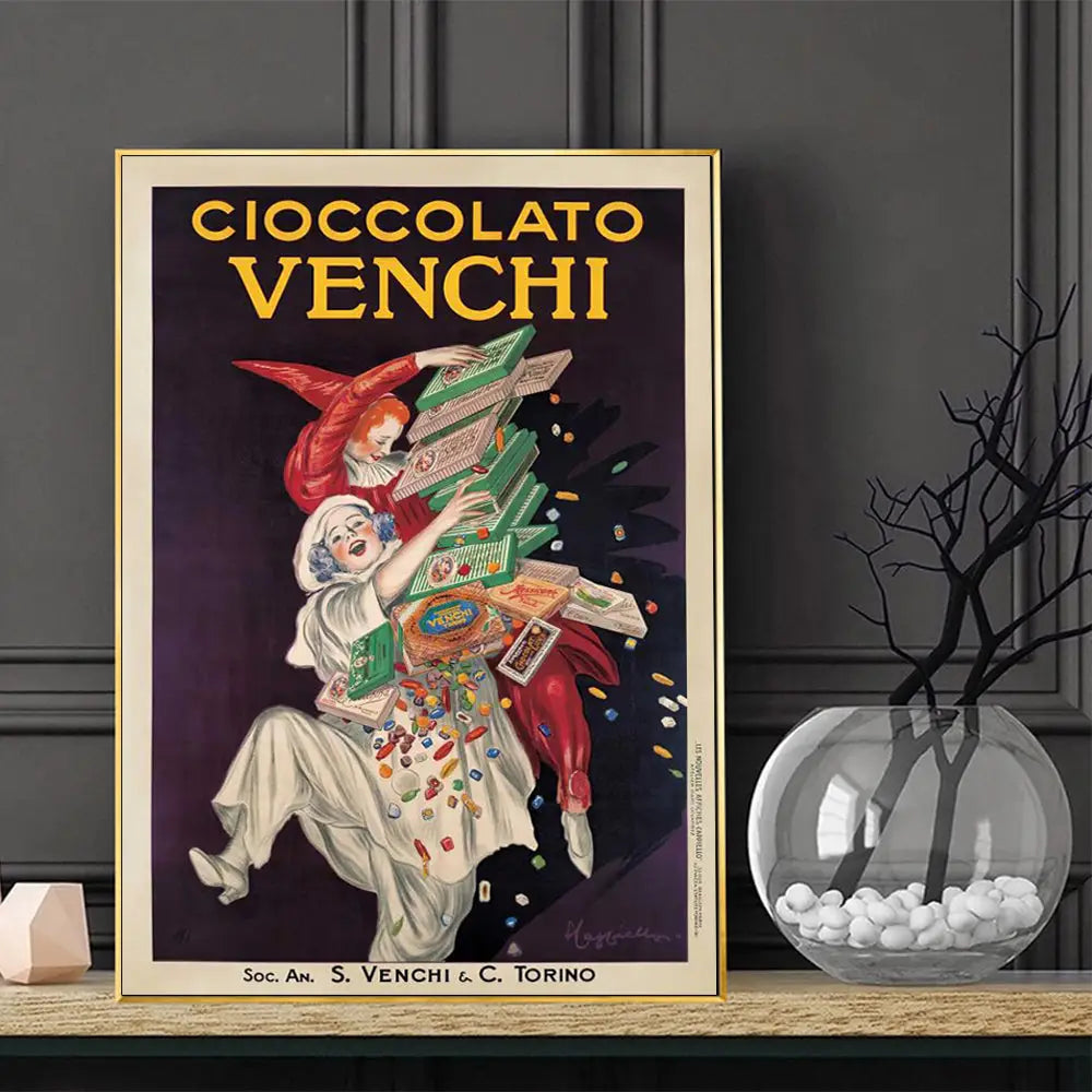 Wall Art 90cmx135cm Cioccolato Venchi Vintage Gold Frame Canvas - Home & Garden > Wall Art