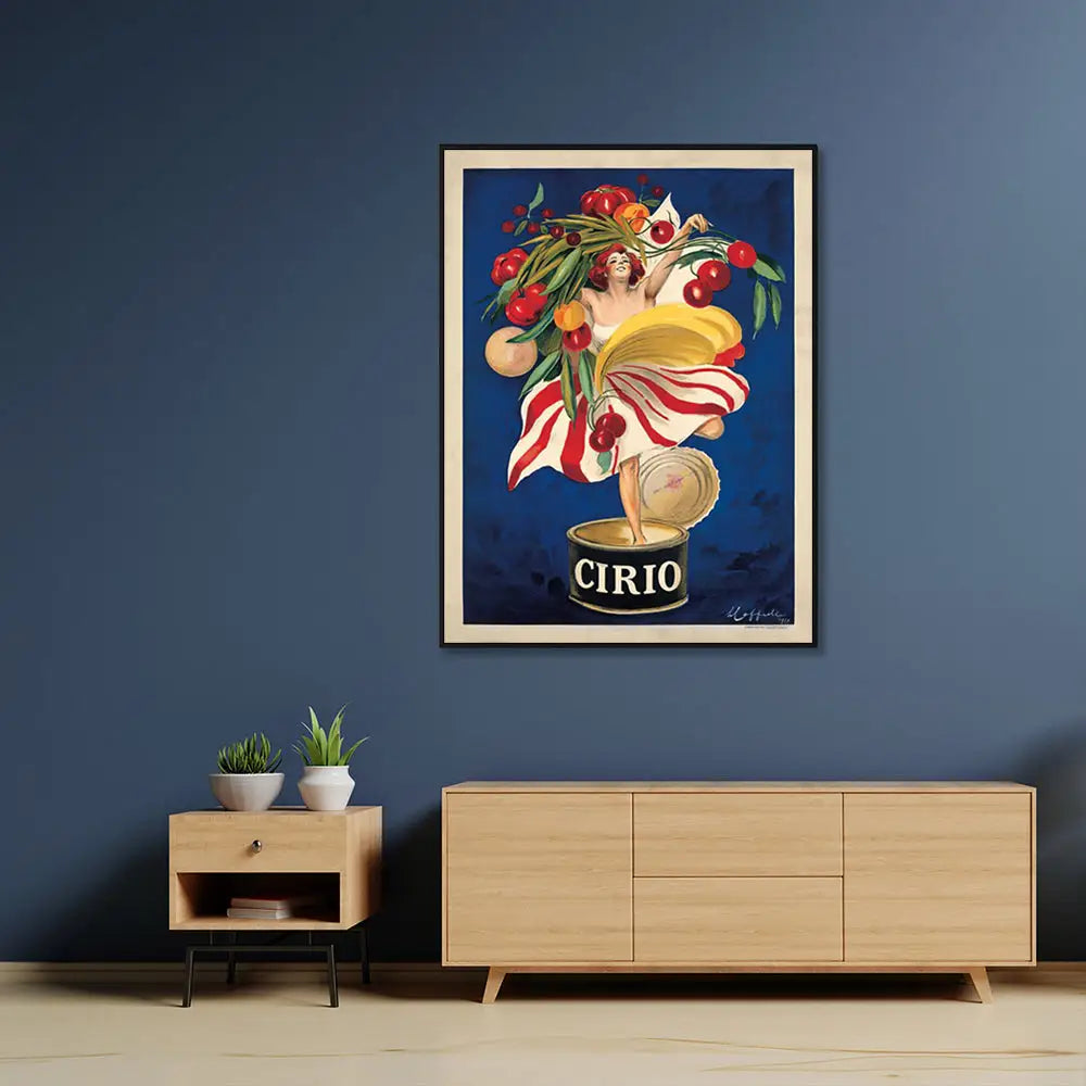 Wall Art 90cmx135cm Cirio By Leonetto Cappiello Black Frame Canvas - Home & Garden > Wall Art