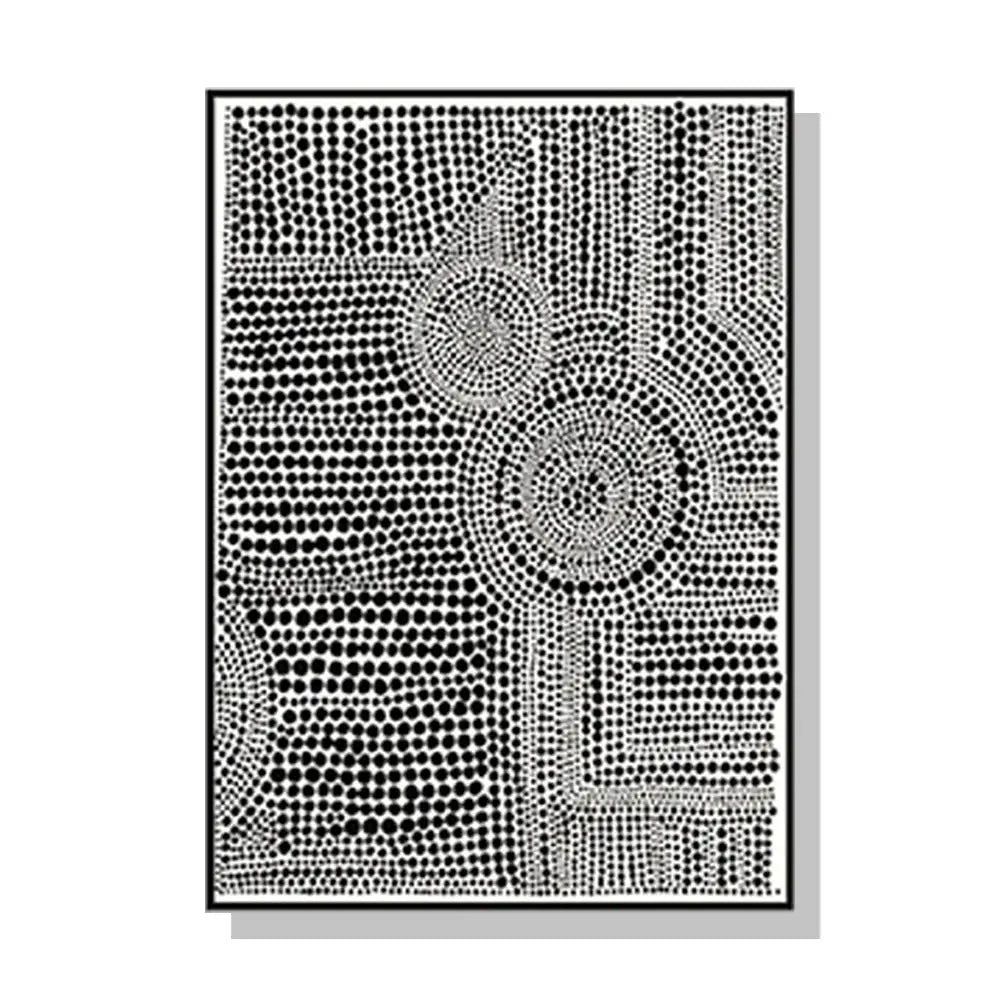 Wall Art 90cmx135cm Clustered Dots A Black Frame Canvas - Home & Garden > Wall Art
