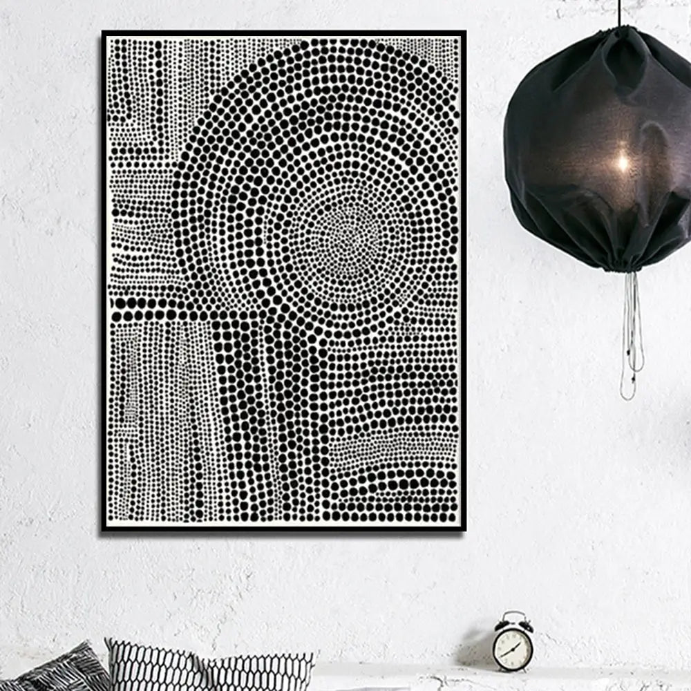 Wall Art 90cmx135cm Clustered Dots B Black Frame Canvas - Home & Garden > Wall Art