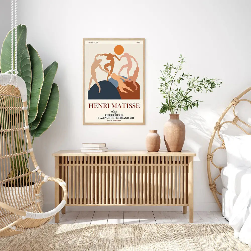 Wall Art 90cmx135cm Dancing by Henri Matisse Wood Frame Canvas - Home & Garden > Wall Art