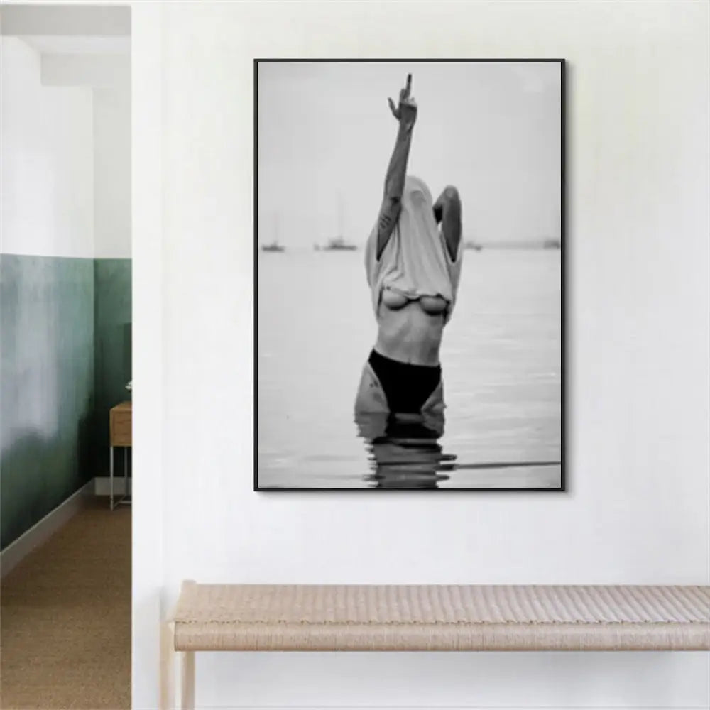 Wall Art 90cmx135cm Feminist Print Black Frame Canvas - Home & Garden > Wall Art