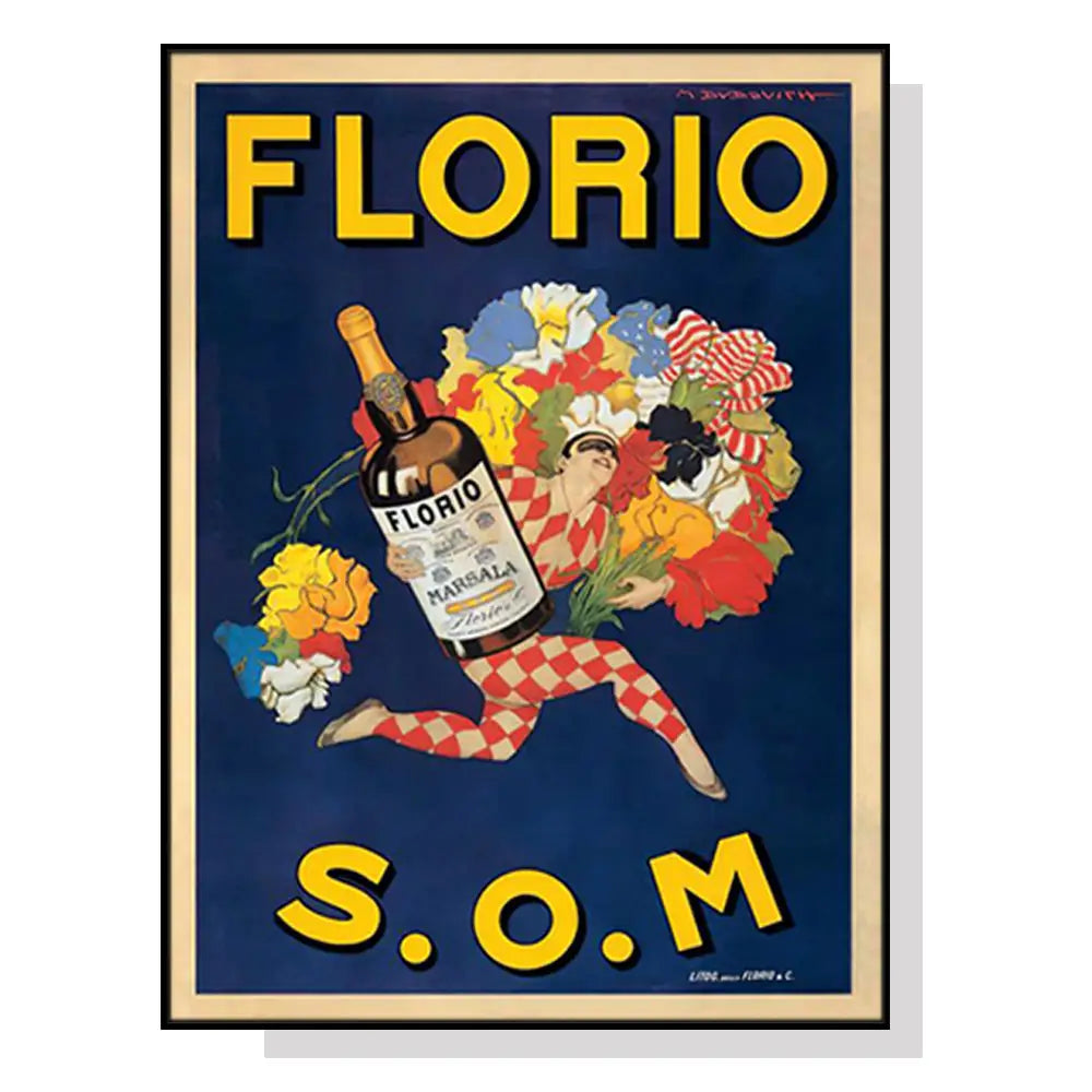 Wall Art 90cmx135cm Florio S.O.M Black Frame Canvas - Home & Garden > Wall Art