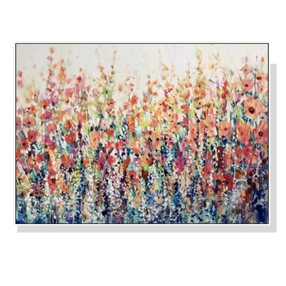 Wall Art 90cmx135cm Flourish Of Spring White Frame Canvas - Home & Garden > Wall Art