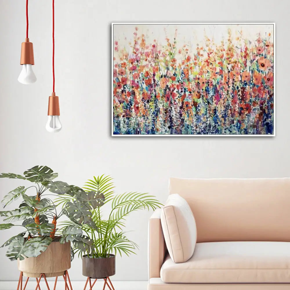 Wall Art 90cmx135cm Flourish Of Spring White Frame Canvas - Home & Garden > Wall Art