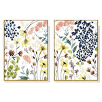 Wall Art 90cmx135cm Flower Composition 2 Sets Gold Frame Canvas - Home & Garden > Wall Art