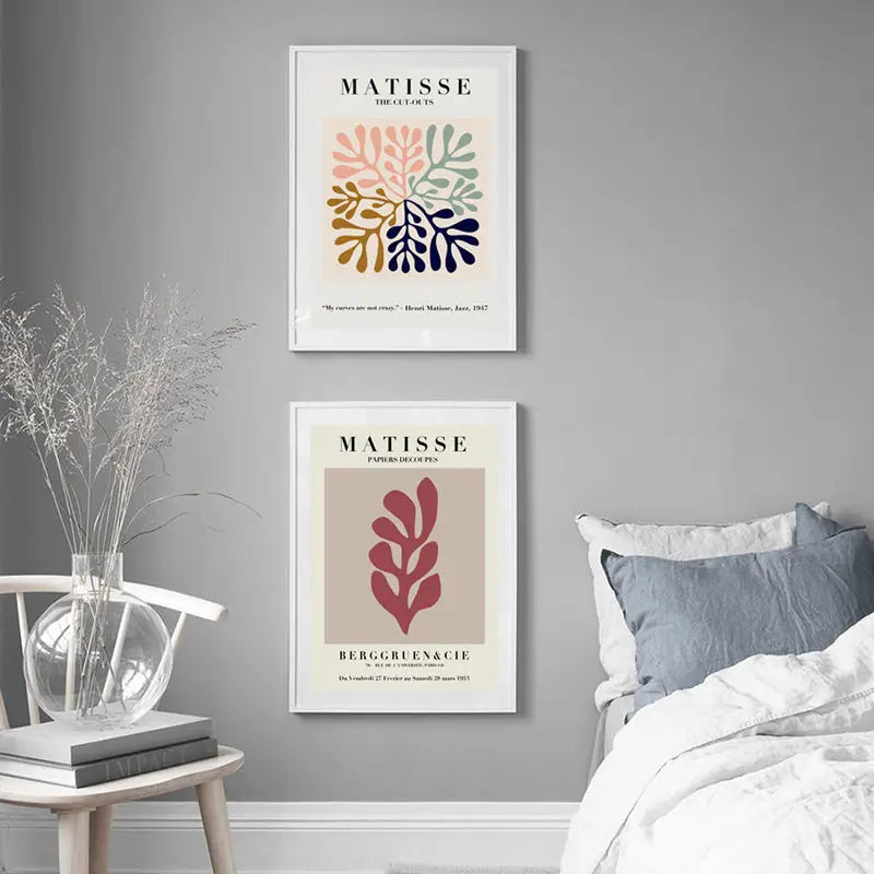 Wall Art 90cmx135cm Matisse 2 Sets White Frame Canvas - Home & Garden > Wall Art