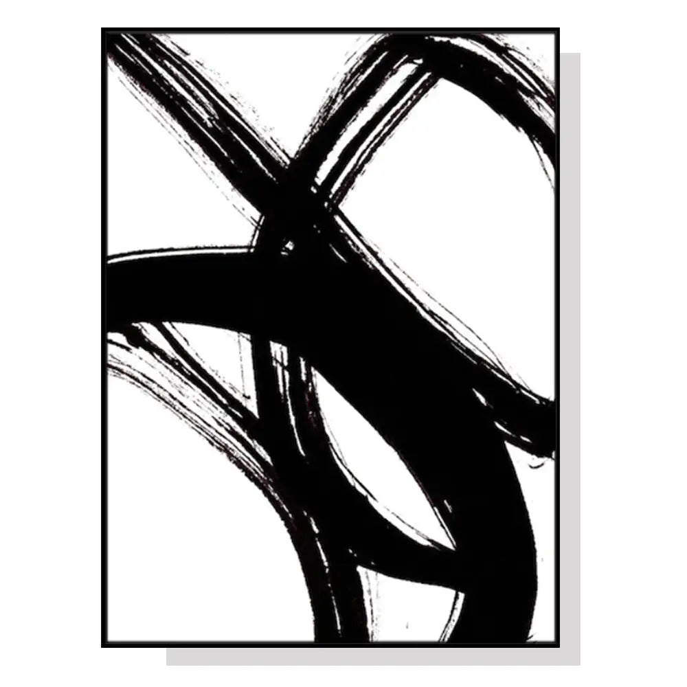 Wall Art 90cmx135cm Minimalist Black Artwork Black Frame Canvas - Home & Garden > Wall Art