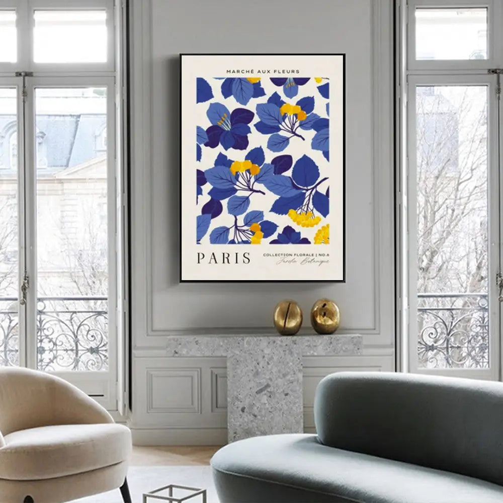 Wall Art 90cmx135cm Paris Flower Market Black Frame Canvas - Home & Garden > Wall Art