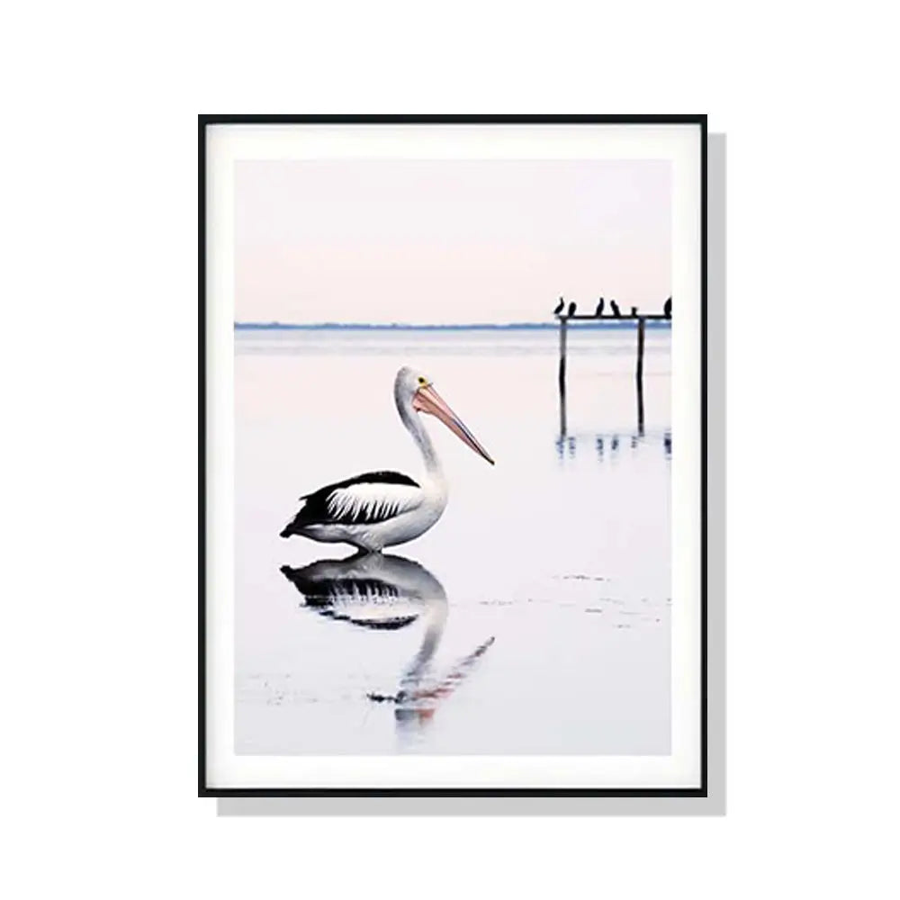Wall Art 90cmx135cm Pelican Black Frame Canvas - Home & Garden > Wall Art