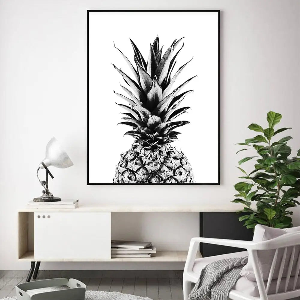 Wall Art 90cmx135cm Pineapple Black Frame Canvas - Home & Garden > Wall Art