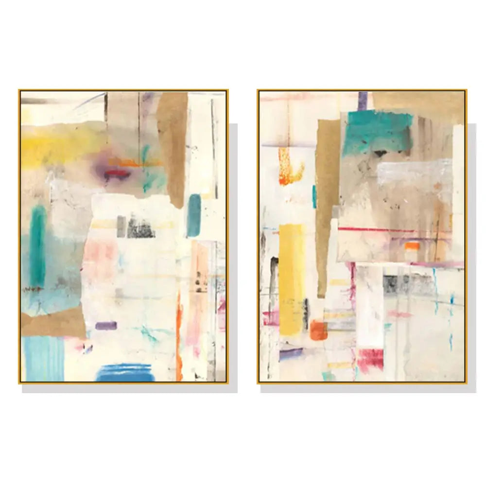 Wall Art 90cmx135cm Sonder By Jean Kenna 2 Sets Gold Frame Canvas - Home & Garden > Wall Art