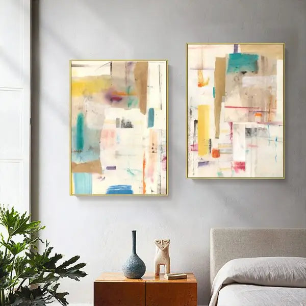 Wall Art 90cmx135cm Sonder By Jean Kenna 2 Sets Gold Frame Canvas - Home & Garden > Wall Art