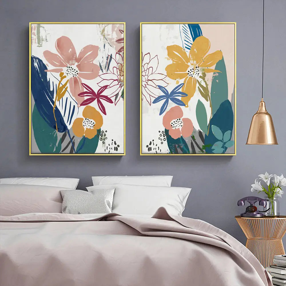 Wall Art 90cmx135cm Summer Smile 2 Sets Gold Frame Canvas - Home & Garden > Wall Art