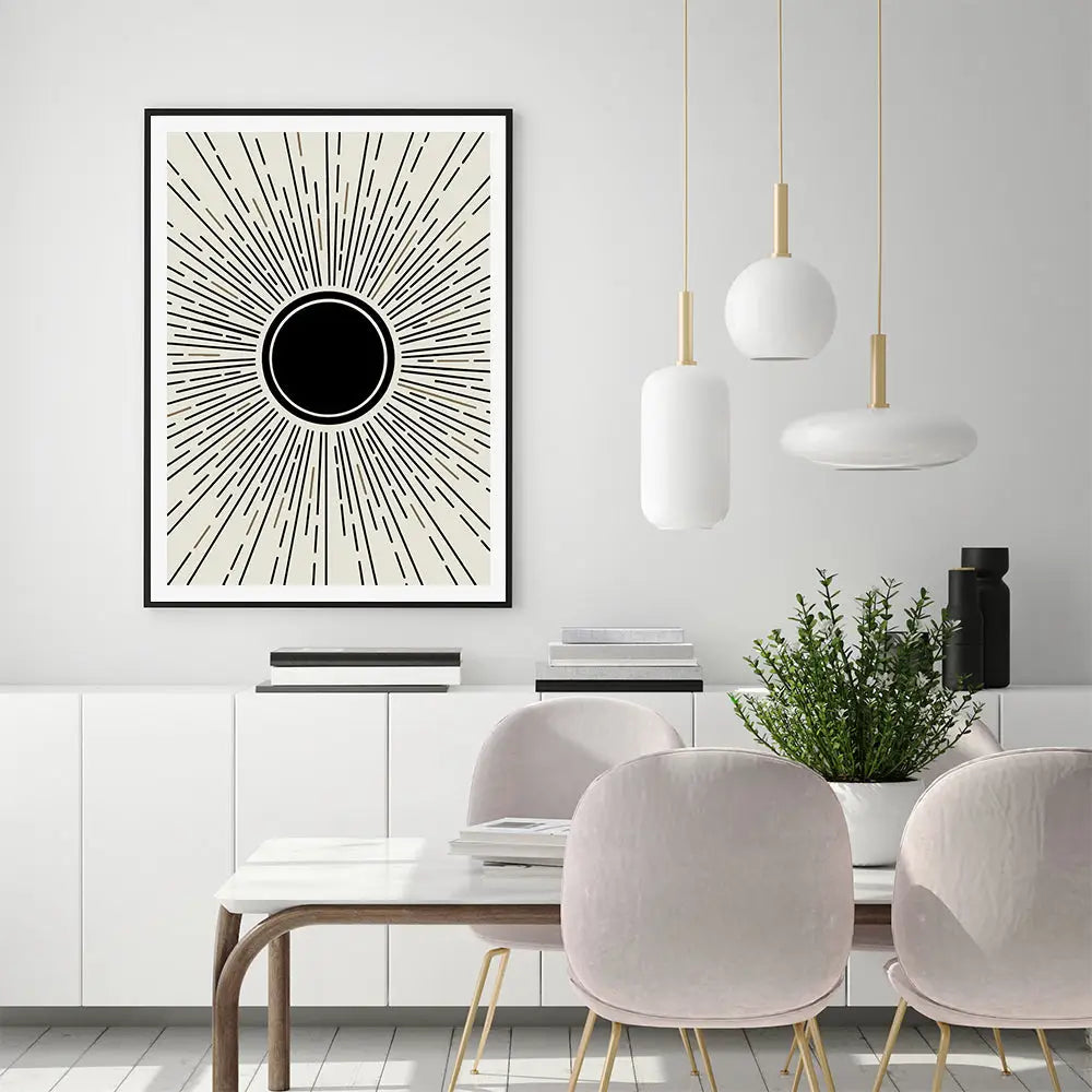 Wall Art 90cmx135cm Sun Rise Art Black Frame Canvas - Home & Garden > Wall Art