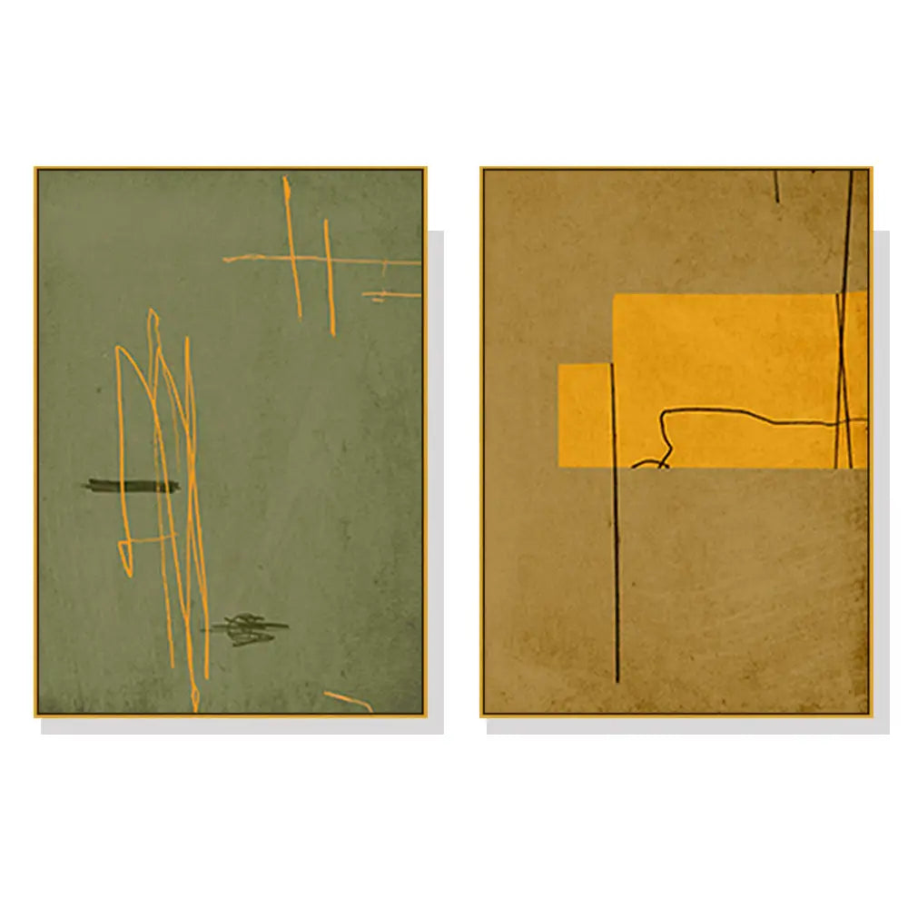 Wall Art 90cmx135cm United Study 2 Sets Gold Frame Canvas - Home & Garden > Wall Art