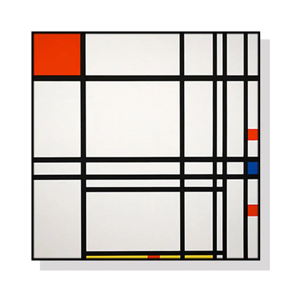 Wall Art 90cmx90cm Abstract Art By Piet Mondrian Black Frame Canvas - Home & Garden > Wall Art