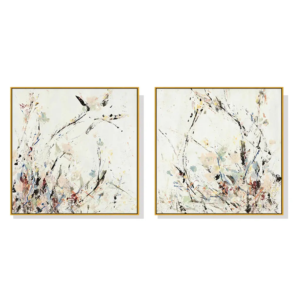 Wall Art 90cmx90cm Afternoon Walk 2 Sets Gold Frame Canvas - Home & Garden > Wall Art