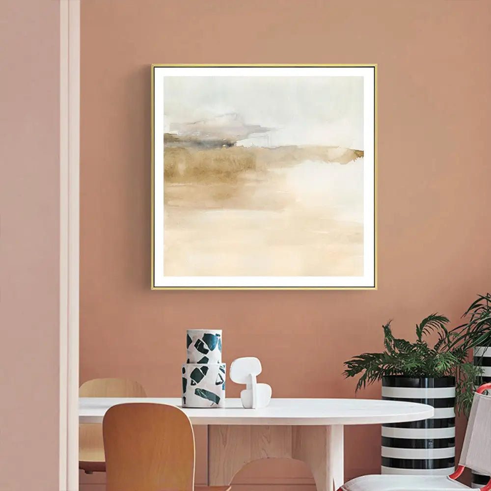 Wall Art 90cmx90cm Atmospheric Edge II Gold Frame Canvas - Home & Garden > Wall Art
