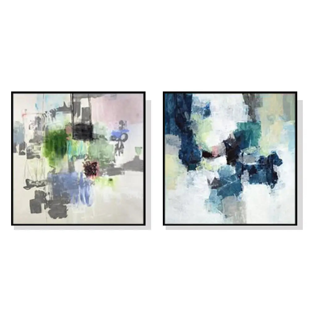 Wall Art 90cmx90cm Blue Crushers 2 Sets Black Frame Canvas - Home & Garden > Wall Art